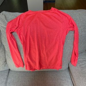 Bright Coral Long Sleeve Crewneck Athletic Shirt